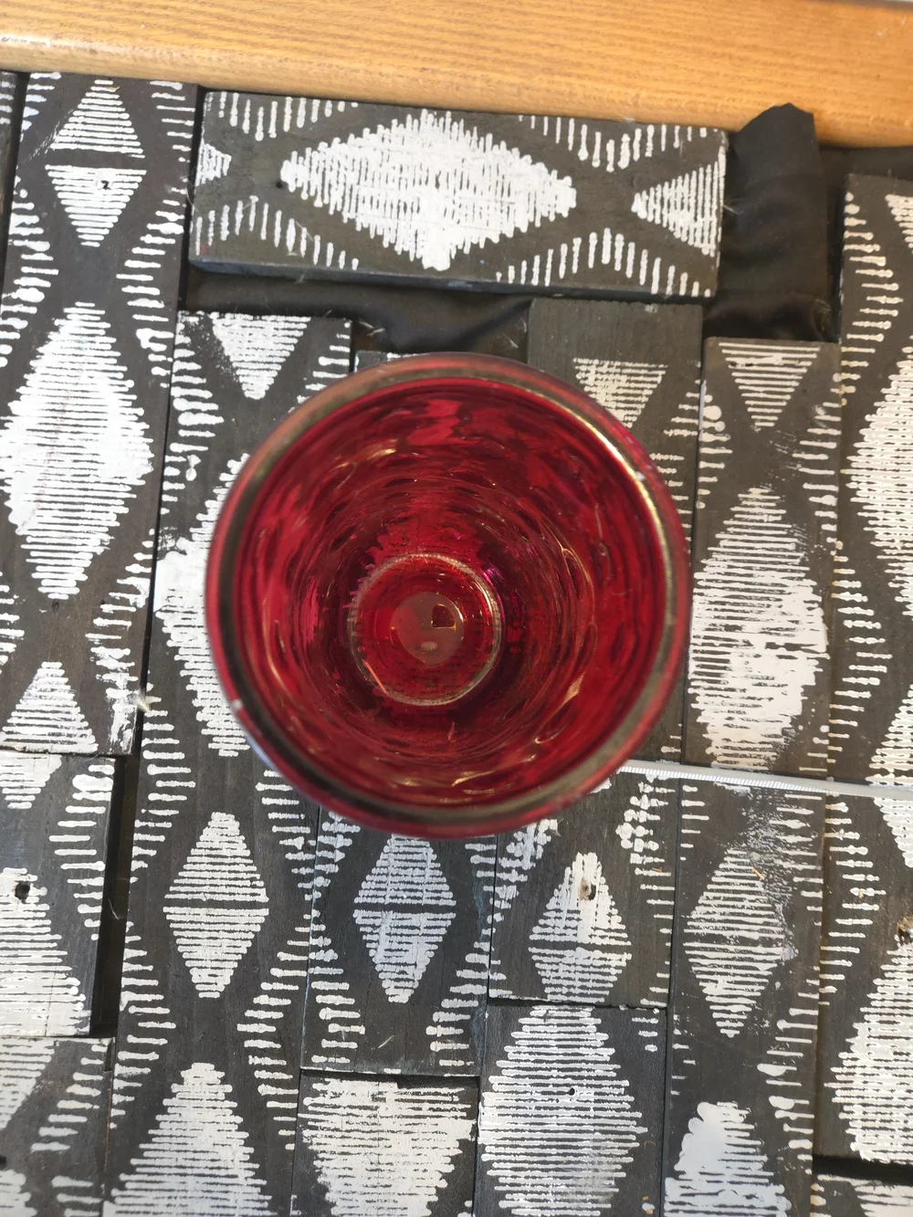 Vintage Ruby Red Embossed Glass Vase – Textured Cylinder Flower Vase Home Décor